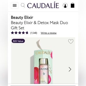 Caudalie Instant Detox Mask & Elixir Set - Green and Pink